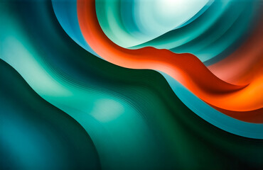 Aufkleber - Abstract image featuring swirling, vibrant teal, green, and orange hues.  The colors blend and flow into each other creating a dynamic, almost liquid effect. The composition evokes a sense of movement