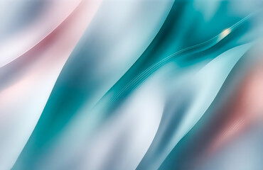 Leinwandbilder - Abstract image featuring flowing, translucent teal, pink, and white forms.  The smooth curves create a sense of movement and depth.  Soft, ethereal, and dreamy.