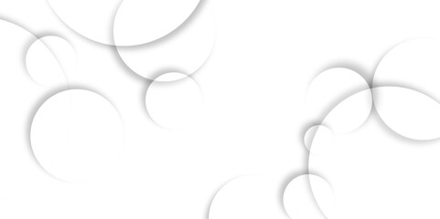 Leinwandbilder - Abstract background with circle white abstract geometric background with soft light white paper circles in design .Gray abstract. Modern design background for report and project presentation template.