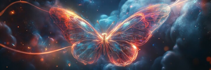 Wall Mural - celestial butterfly a cosmic dance of light and energy