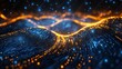 © @Luthfi - Abstract digital landscape: Blue and orange glowing particles forming wavy patterns, evoking a sense of futuristic energy and cosmic wonder.