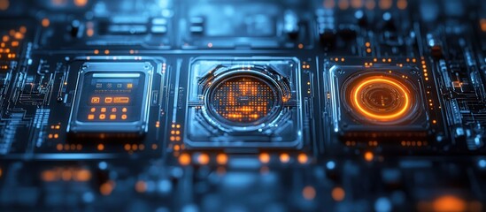 Wall Mural - futuristic circuit board processors