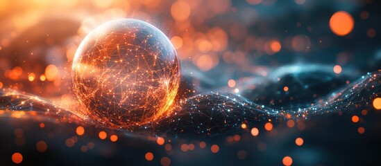 Wall Mural - fiery sphere in abstract space