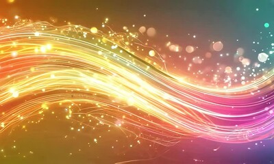 Wall Mural - A shimmering holographic neon wave background with rainbow hues