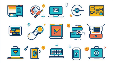 Vector icons for website design and development ui ux interface elements digital tools and communication symbols