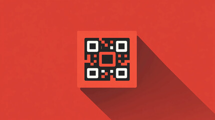 Qr code scan technology red background for business marketing and digital transformation strategy
