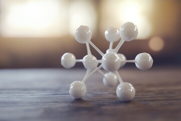 Fototapete - A molecular model represents interconnectedness, illustrating complex structures and interactions within scientific fields.