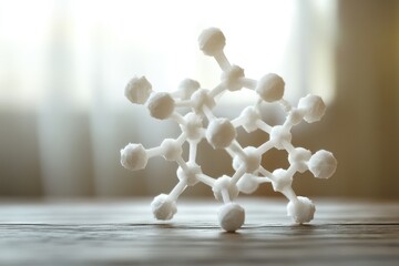 Poster - A 3D-printed model of a complex molecule, showcasing intricate atomic bonds and structure.