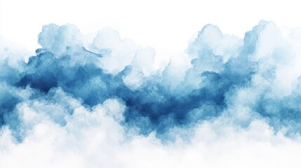 Wall Mural - a serene watercolor depiction of blue clouds, evoking a calm and dreamy atmosphere.