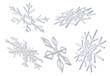 © Creative_Bird - 3D snowflakes collection, isolated on transparent background, perfect for winter themed projects or decorations. Realistic, white three dimensional snow flake shape.