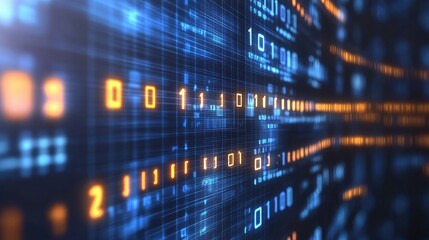 A digital binary code display, showcasing complex data streams.