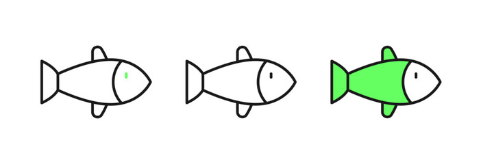 Set line Fish icon isolated on white background. Vector