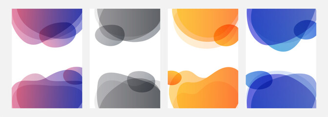 Fototapete - Set of abstract backgrounds with bright color liquid shapes for creative graphic design. Vector illustration.