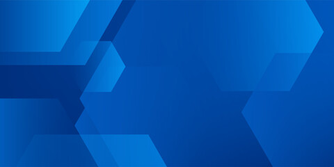 Wall Mural - modern abstract blue background with glowing geometric lines. blue gradient hexagon shape design. fu
