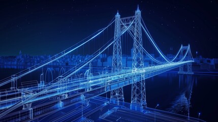 Wall Mural - vision of architecture of a 3d model bridge project