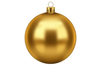 Wall Mural - A single shiny golden christmas ornament with a loop on top isolated on a white background image view