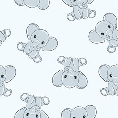 Poster - seamless pattern with Hand Drawn cute elephant vector illustration