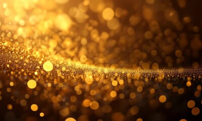 Wall Mural - Golden glittering sparkles abstract background motion, luxury and festive feel, bokeh