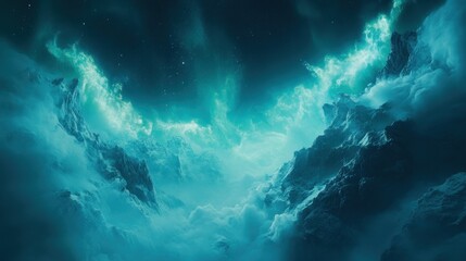 Wall Mural - azure mountains in a nebula