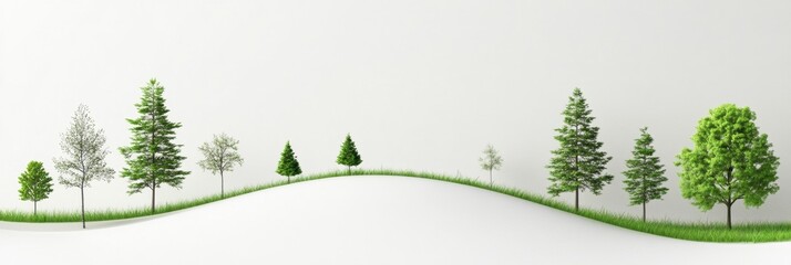 Aufkleber - Minimal design of earth outline featuring miniature trees along the edge creates a serene landscape