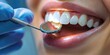 © oksa_studio - Dentist examining healthy teeth with dental mirror and instruments