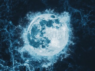 Wall Mural - Ethereal lunar glow illuminating cosmic space a vibrant celestial sphere in a captivating digital art piece