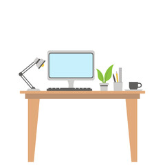 minimalist workspace desk illustration