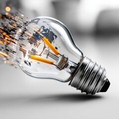 Fototapete - Global Innovation: A Lightbulb Sparking a World of Connections and Ideas for a Bright Future.