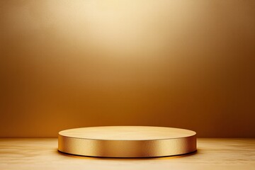 Aufkleber - Elegant round golden podium on warm background for product display