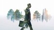 © WS Studio 1985 - Businessman Walking Through Nature in Stunning Overlay Effect