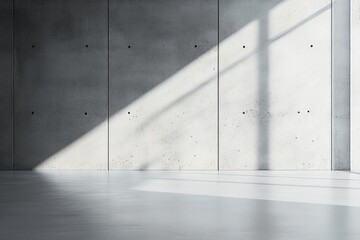 Poster - Sunlight illuminating empty concrete room with polished floor