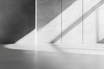Poster - Sunlight casting shadows on empty concrete wall in minimalist interior