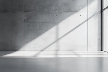 Poster - Sunlight illuminating empty concrete wall in modern architectural space