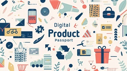 Flat Design Digital Product Passport Concept With Icons And Labels