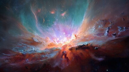 vibrant nebula cosmic cloudscape starburst explosion in space a stunning view of celestial bodies an
