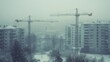© Sampao - Panorama of urban skyline dotted with cranes and skeletal structures in development