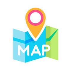 Poster - Map with Location Pin Icon Representing Geographical Position and Navigation