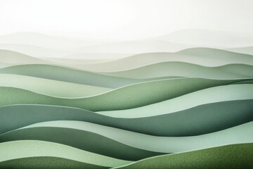 Leinwandbilder - Layered hills wrapped in soft morning fog with gentle light filtering through