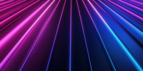 Wall Mural - abstract neon background with lines of glowing pink and blue lights converging for digital art or wa