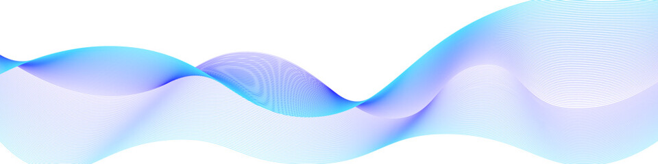 abstract gradient wave made of fine lines with smooth blue and purple tones on white background. ide