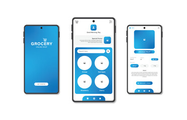 Wall Mural - application to buy groceries. collection of online grocery store interface templates. responsive gui