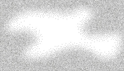 Poster - Abstract background with noise stipple, sand, grain, dot. Halftone gradient pattern. Stipple texture vignette frame with copy space. Vector 