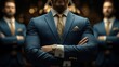 © DSimage - Three men in suits stand confidently with arms crossed, exuding professionalism and authority.