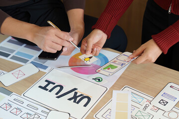 Wall Mural - design exploration and iteration. ux ui designers analyzing design elements and color palettes for a