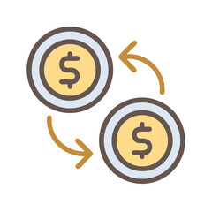 Aufkleber - Currency Exchange with Dollar Symbol and Arrows Icon Representing Financial Transactions and Global Exchange