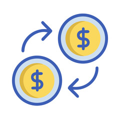 Aufkleber - Currency Exchange with Dollar Symbol and Arrows Icon Representing Financial Transactions and Global Exchange
