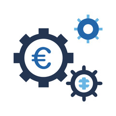 Aufkleber - Euro Currency Gear Mechanism Icon Representing Financial Systems and Economic Operations