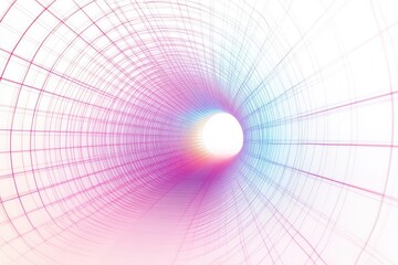 Wall Mural - Glowing tunnel with grid lines isolated on white background
