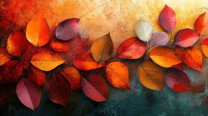 Aufkleber - Colorful autumn leaves create a vibrant tapestry of reds, oranges, and yellows in a stunning forest backdrop during the peak of fall season
