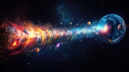 Leinwandbilder - Colorful cosmic explosion showcasing vibrant galaxies, stars, and celestial bodies within a vast universe, highlighting the beauty of deep space phenomena